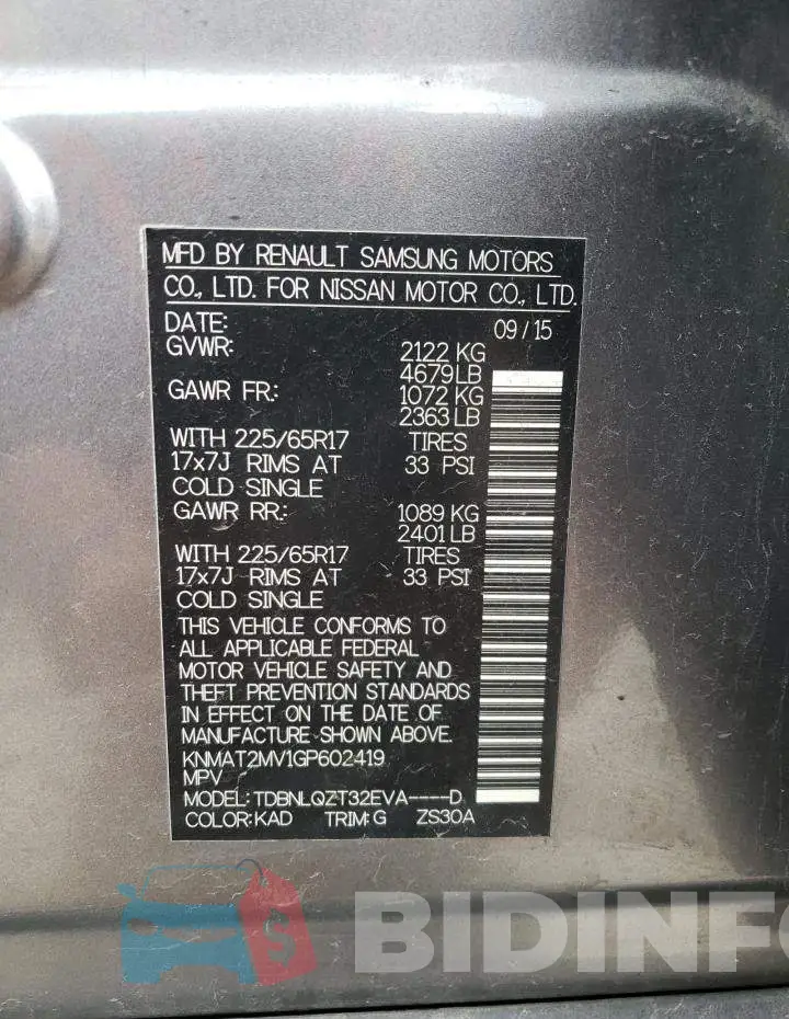 KNMAT2MV1GP602419 Photo# 10