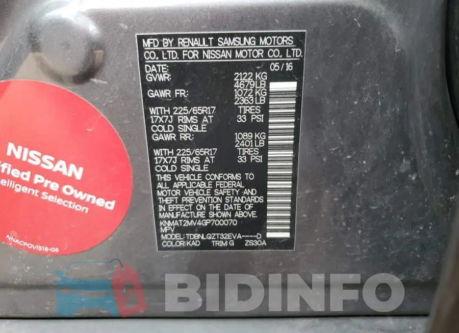 KNMAT2MV4GP700070 Photo# 13