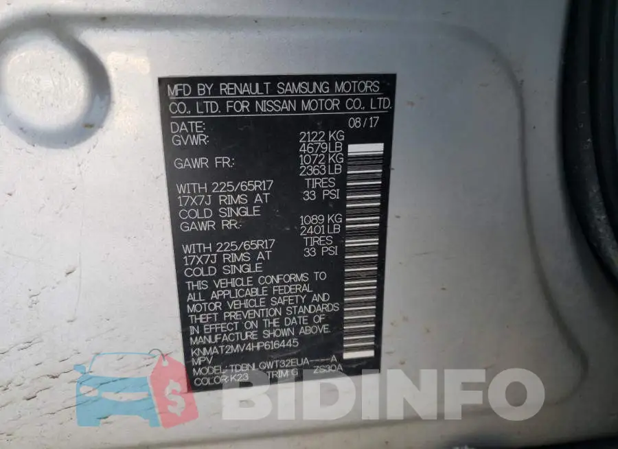 KNMAT2MV4HP616445 Photo# 13