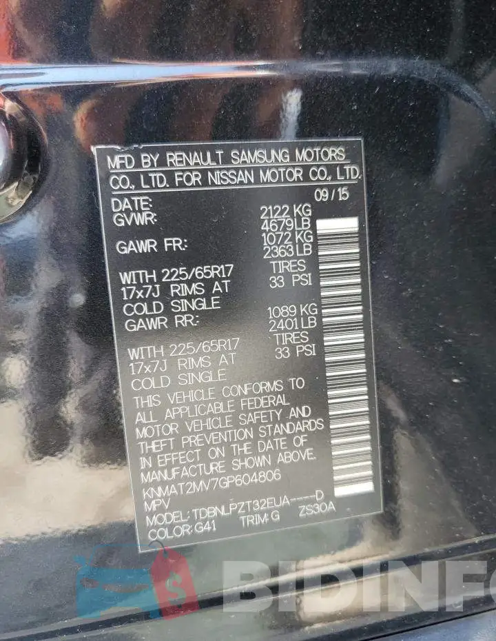 KNMAT2MV7GP604806 Photo# 10