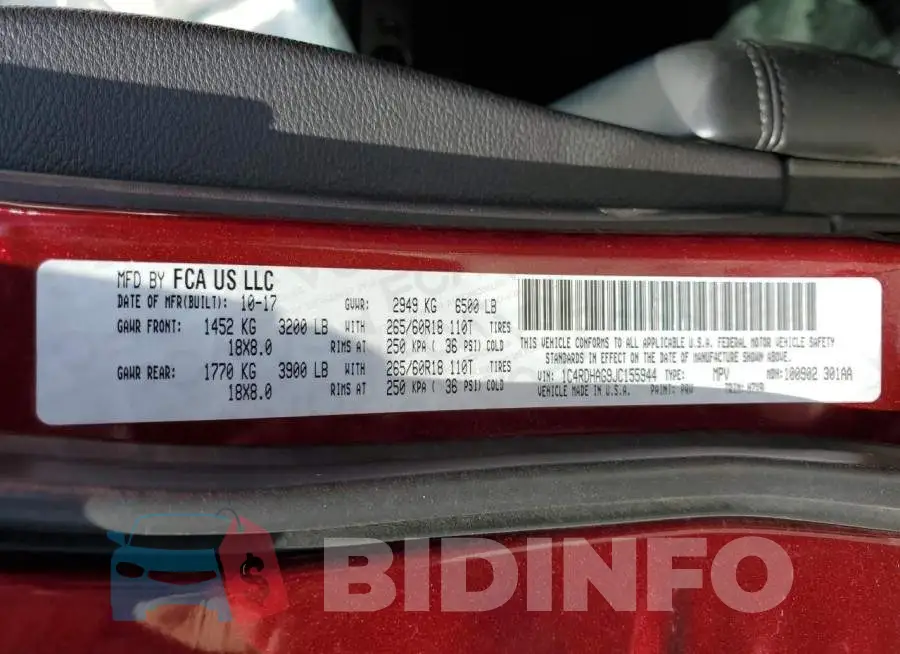 1C4RDHAG9JC155944 Photo# 10
