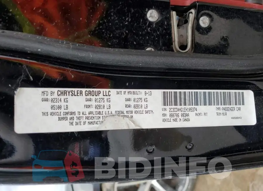2C3CDXHG1EH105374 Photo# 13