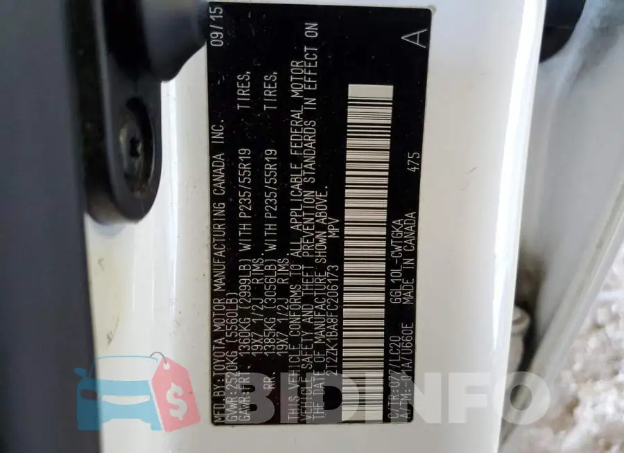 2T2ZK1BA8FC206173 Photo# 14