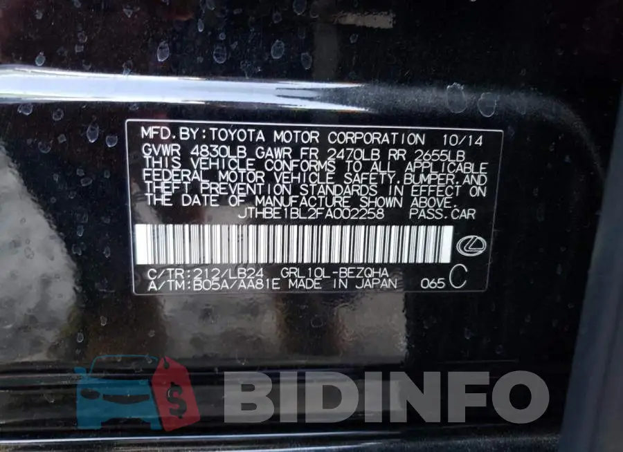 JTHBE1BL2FA002258 Photo# 12