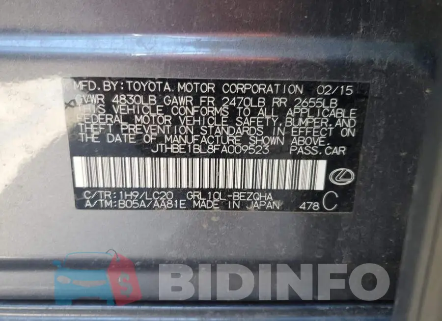 JTHBE1BL8FA009523 Photo# 12