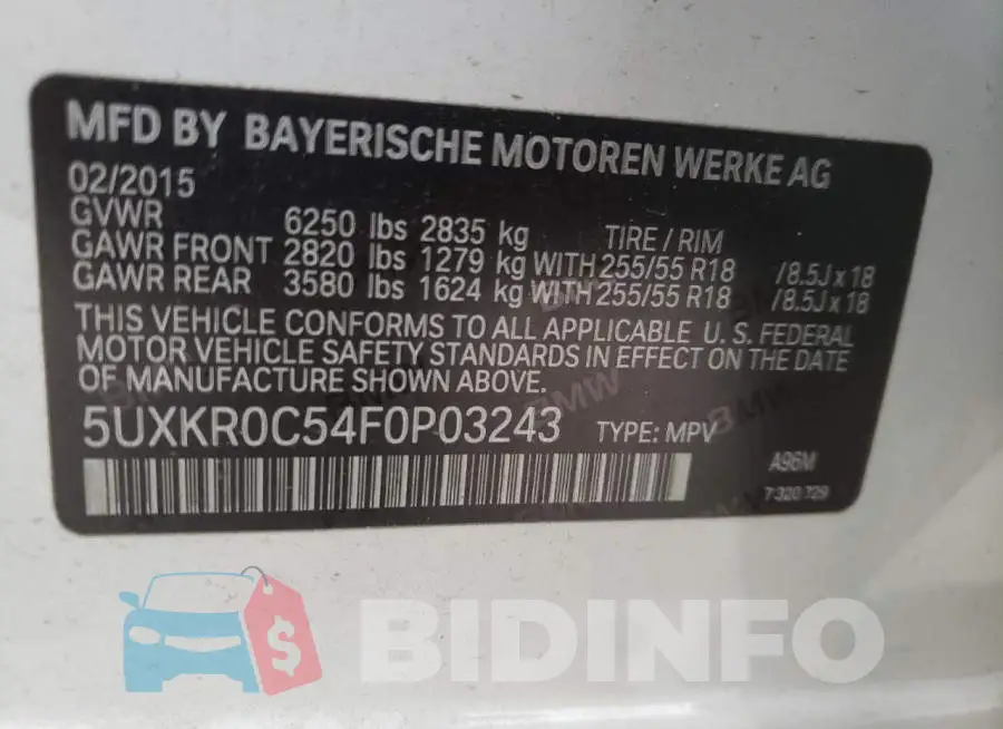 5UXKR0C54F0P03243 Photo# 13