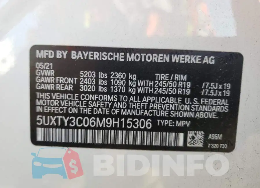 5UXTY3C06M9H15306 Photo# 13