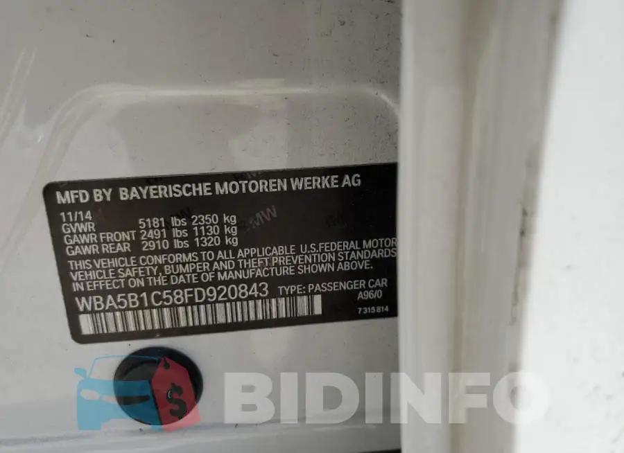 WBA5B1C58FD920843 Photo# 12