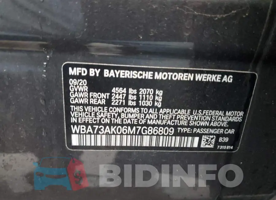 WBA73AK06M7G86809 Photo# 13