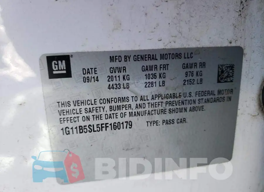 1G11B5SL5FF160179 Photo# 12