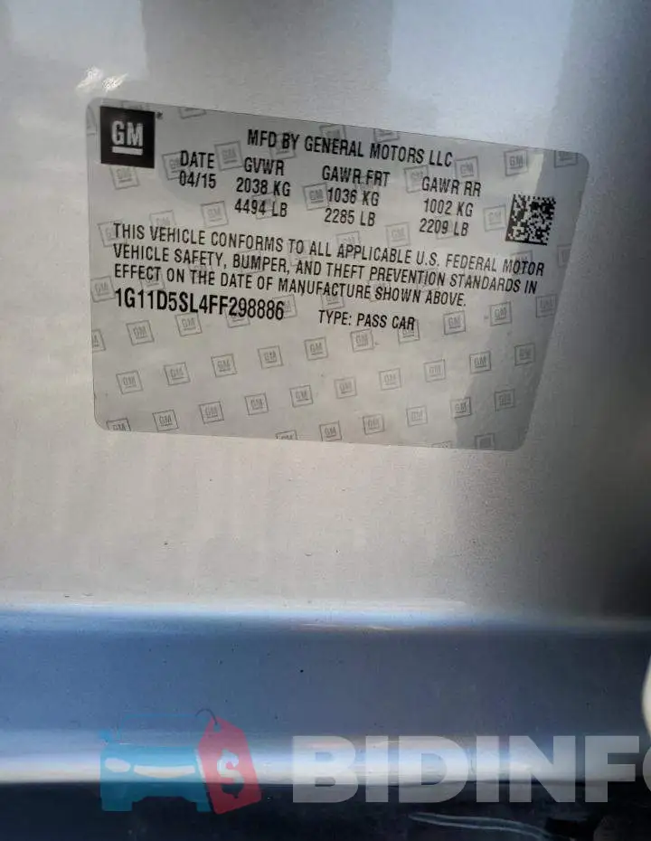1G11D5SL4FF298886 Photo# 12