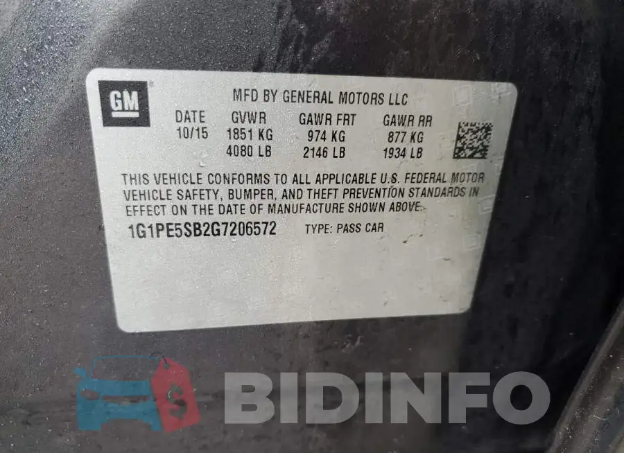 1G1PE5SB2G7206572 Photo# 12