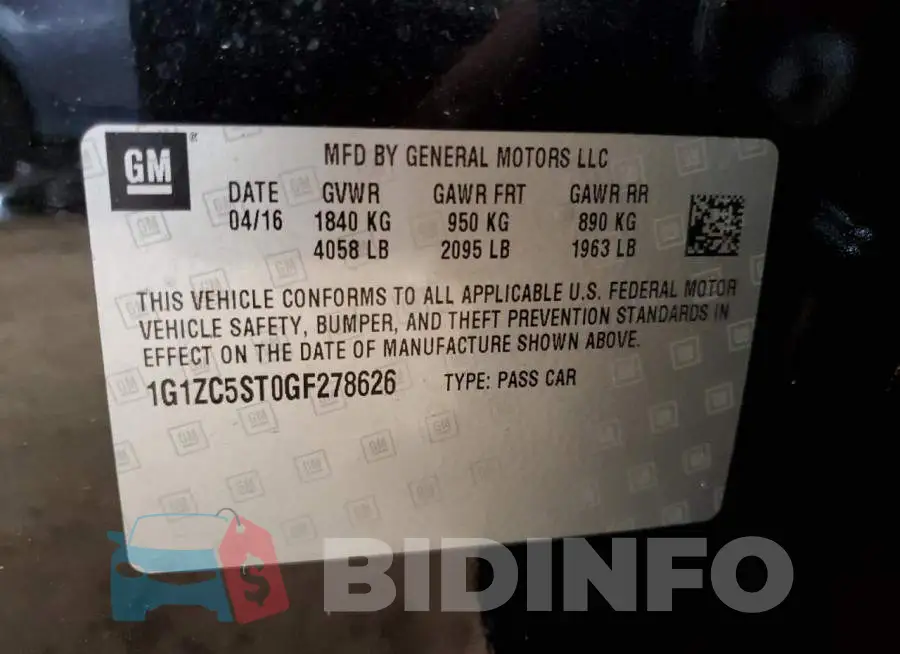 1G1ZC5ST0GF278626 Photo# 12