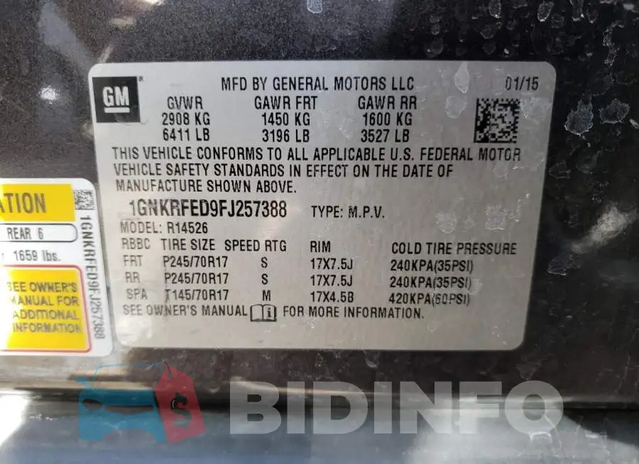 1GNKRFED9FJ257388 Photo# 13