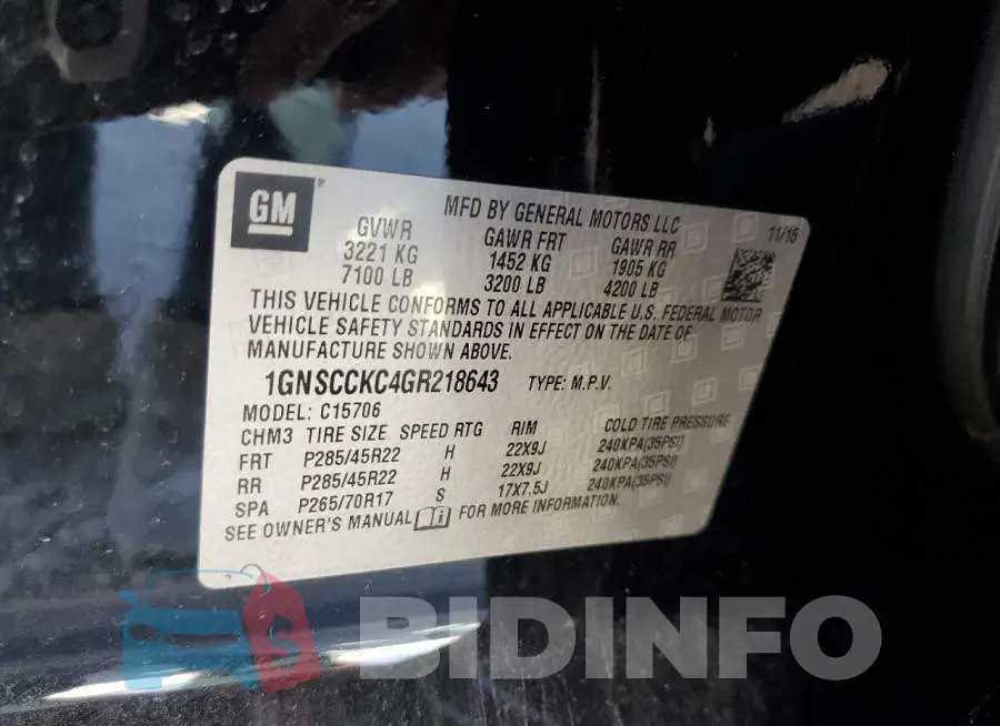 1GNSCCKC4GR218643 Photo# 13