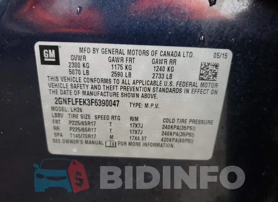 2GNFLFEK3F6390047 Photo# 13