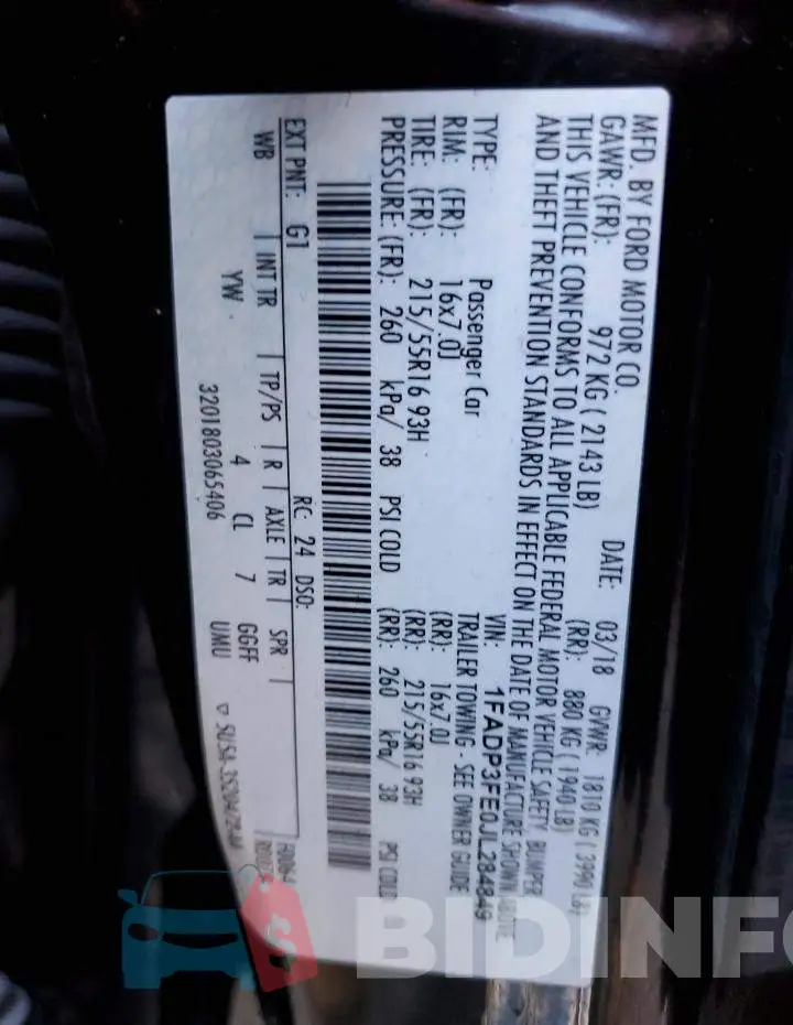 1FADP3FE0JL284849 Photo# 12