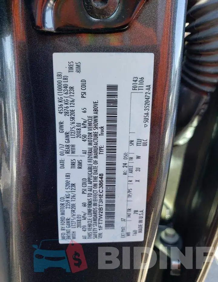 1FT7W2BT3HEC38648 Photo# 12