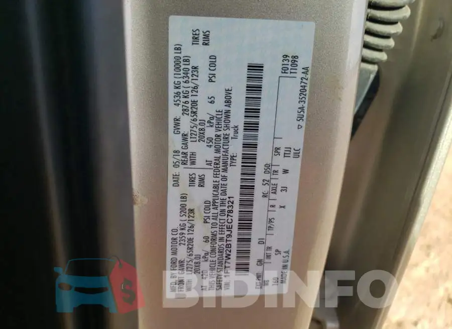 1FT7W2BT9JEC78321 Photo# 12