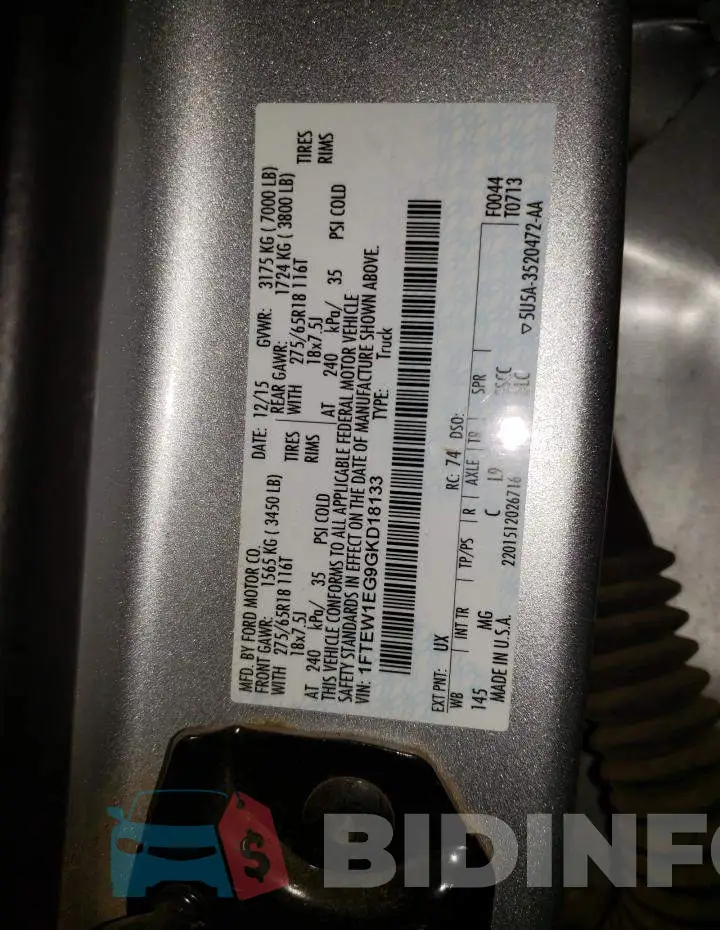 1FTEW1EG9GKD18133 Photo# 12