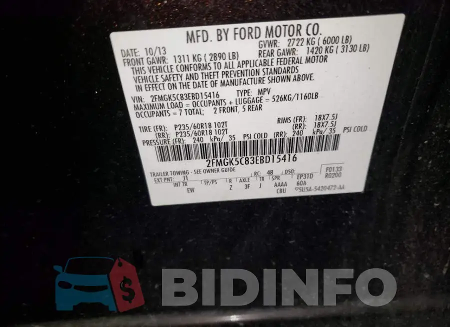 2FMGK5C83EBD15416 Photo# 14