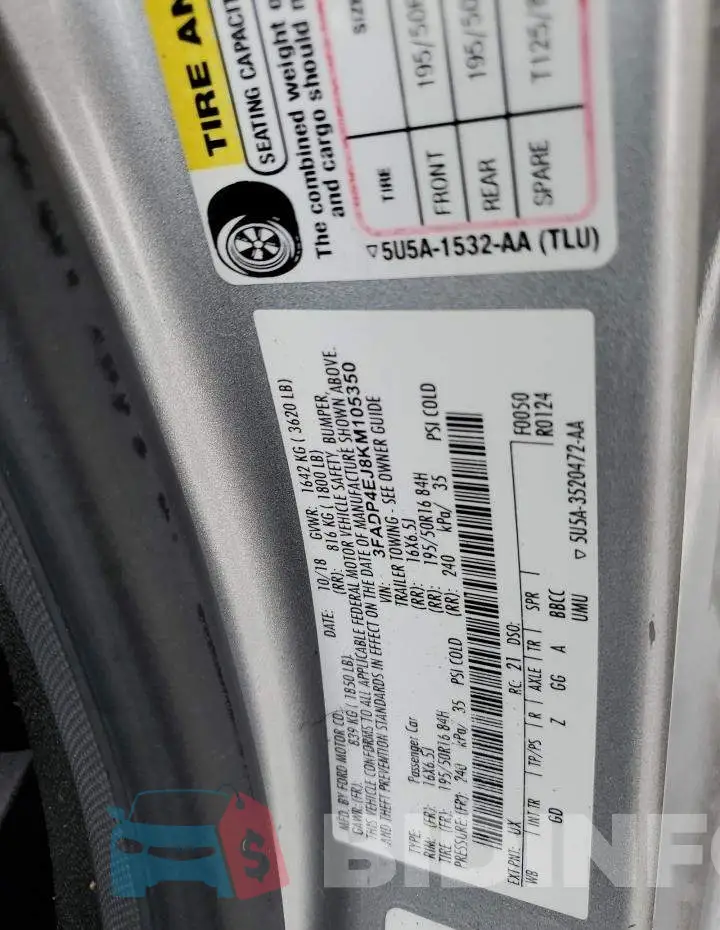 3FADP4EJ8KM105350 Photo# 12