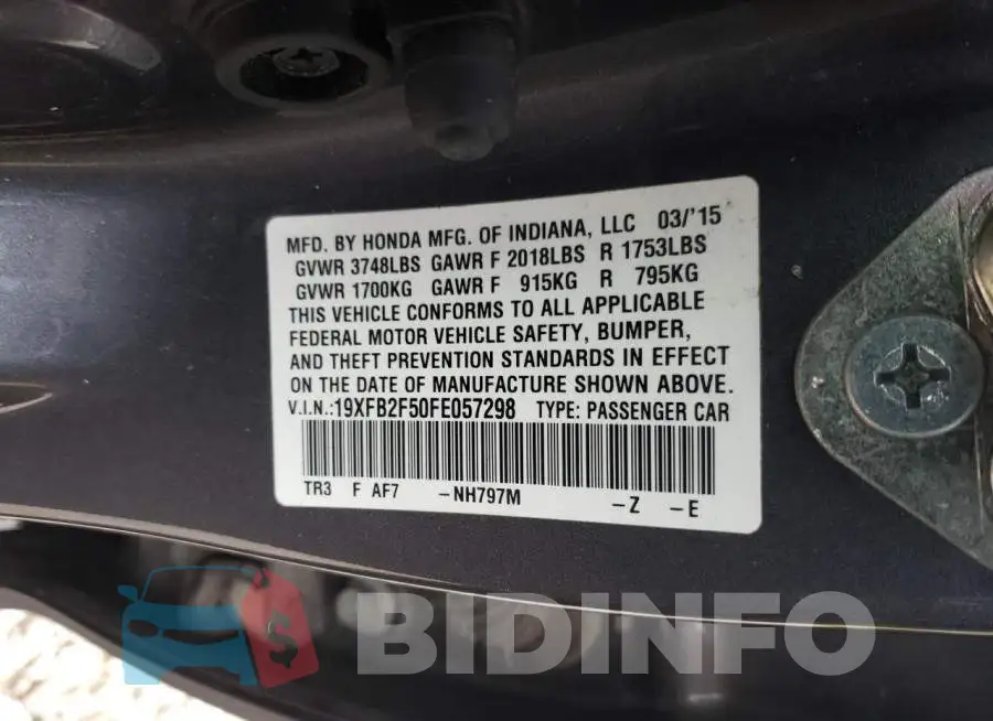 19XFB2F50FE057298 Photo# 13