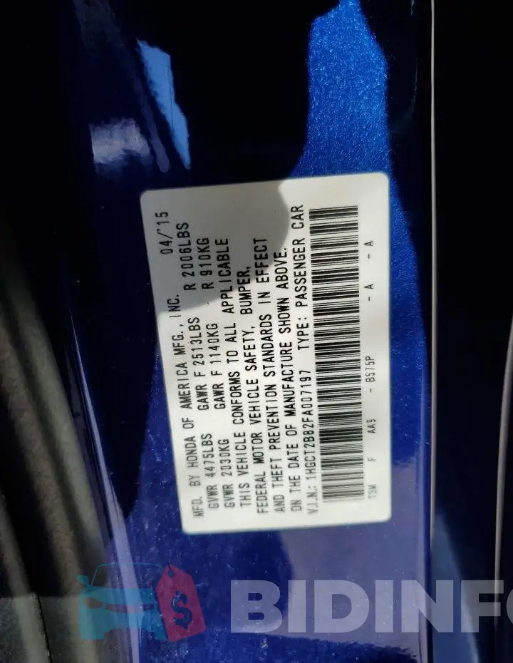 1HGCT2B82FA007197 Photo# 10
