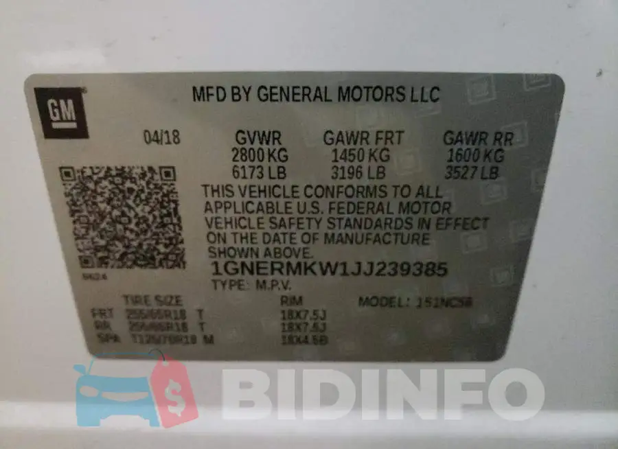 1GNERMKW1JJ239385 Photo# 13