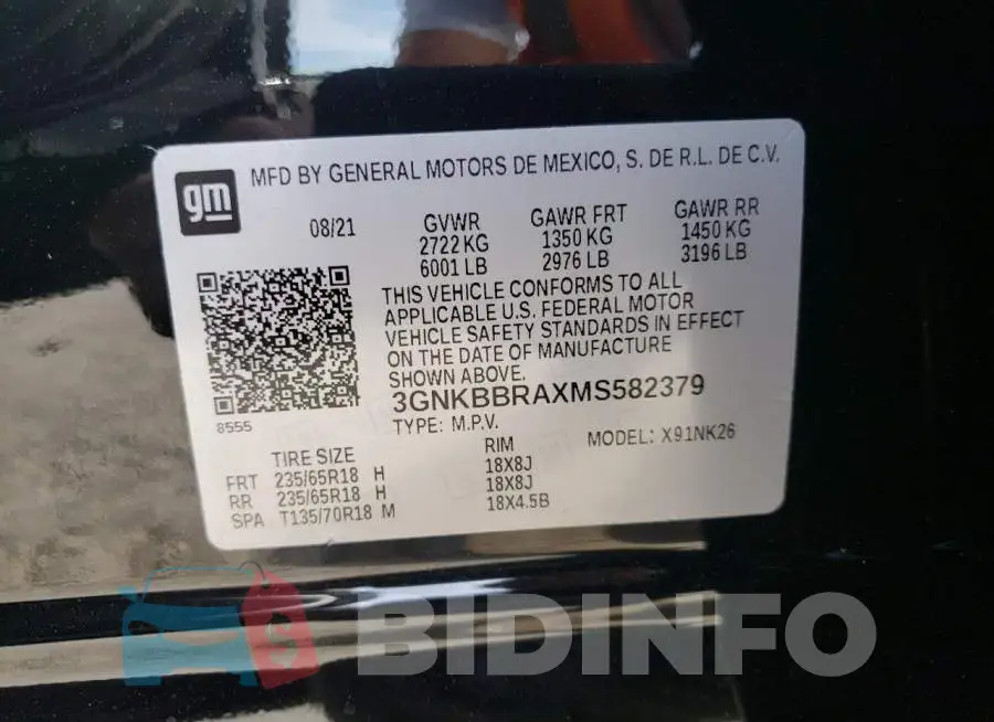 3GNKBBRAXMS582379 Photo# 12