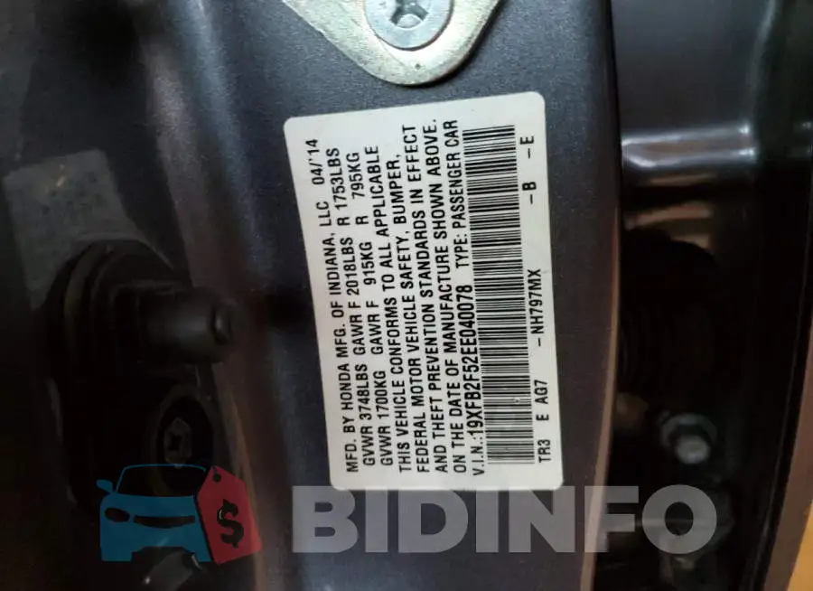 19XFB2F52EE040078 Photo# 12