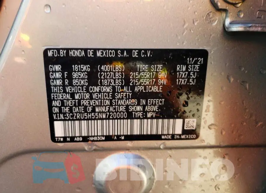 3CZRU5H55NM720000 Photo# 13