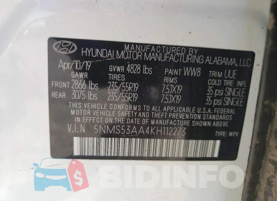 5NMS53AA4KH112273 Photo# 14