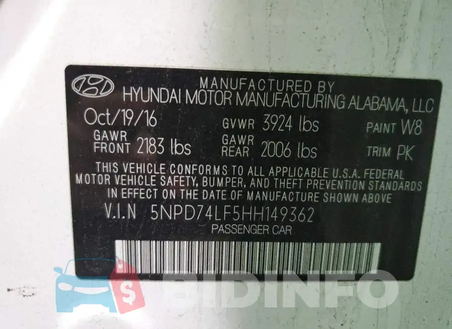 5NPD74LF5HH149362 Photo# 12