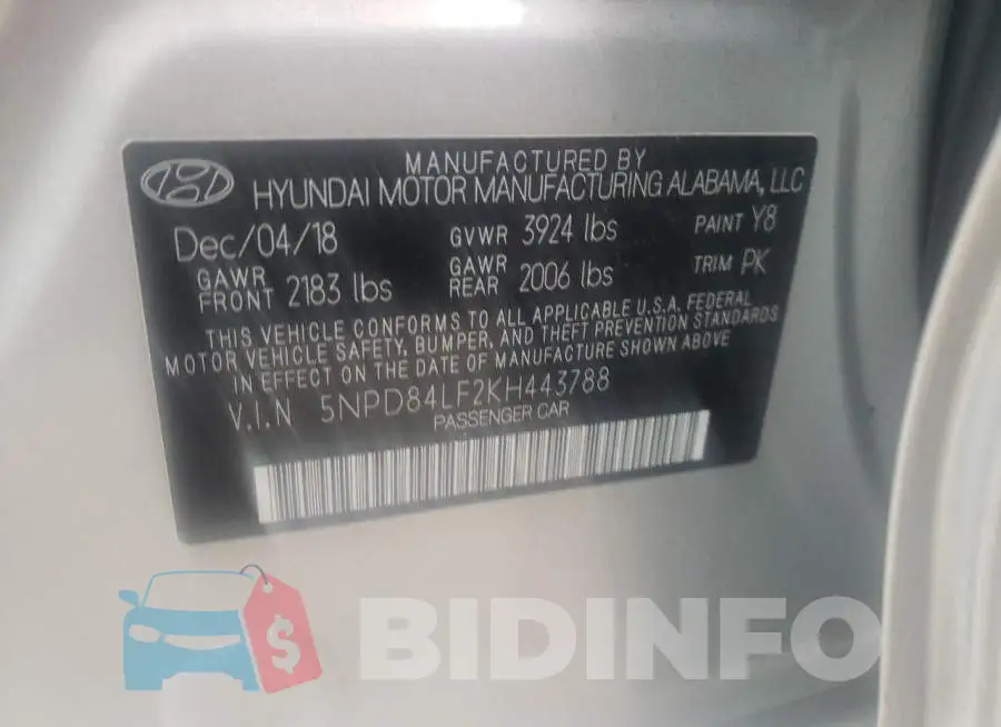 5NPD84LF2KH443788 Photo# 12