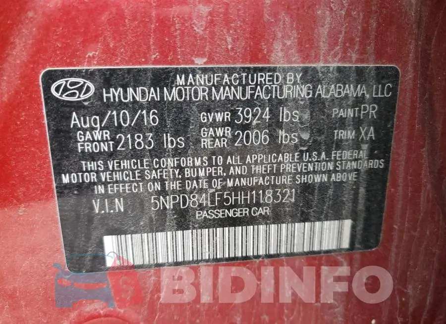 5NPD84LF5HH118321 Photo# 12