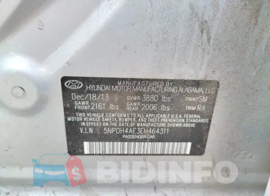 5NPDH4AE3EH464311 Photo# 13