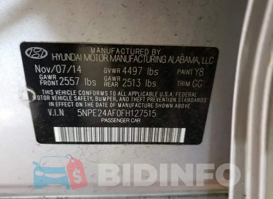 5NPE24AF0FH127515 Photo# 13