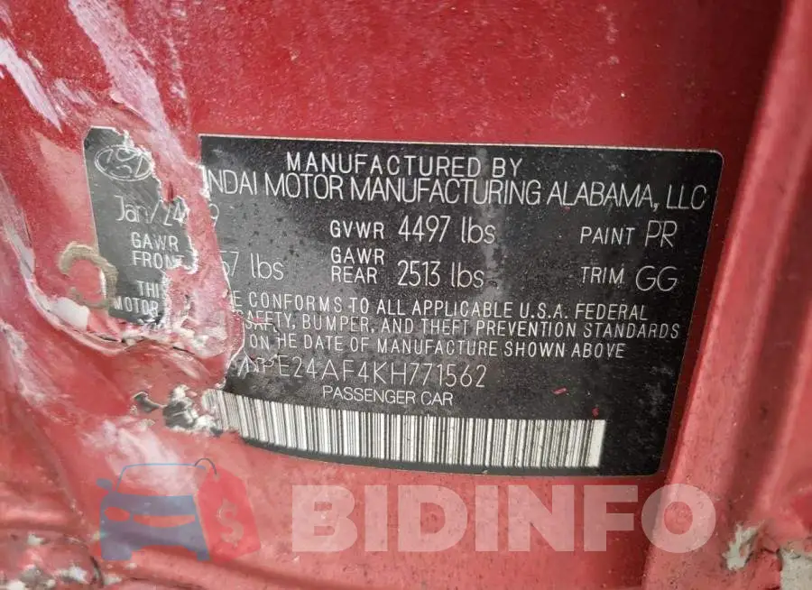5NPE24AF4KH771562 Photo# 13