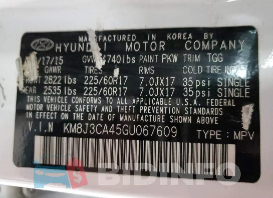 KM8J3CA45GU067609 Photo# 12