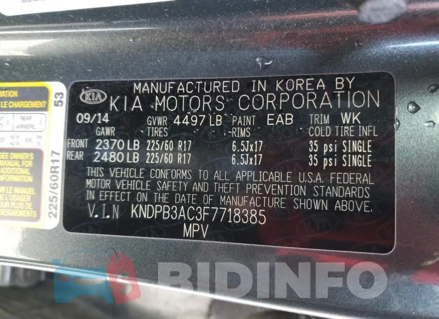 KNDPB3AC3F7718385 Photo# 13