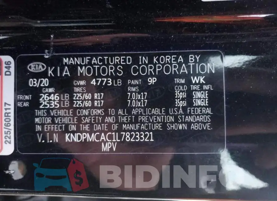 KNDPMCAC1L7823321 Photo# 13