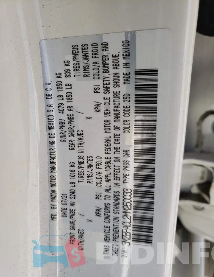 3MZBPACL2MM250033 Photo# 12