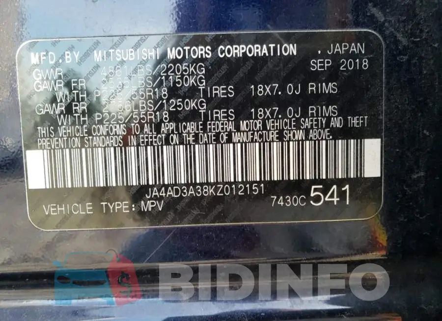 JA4AD3A38KZ012151 Photo# 14