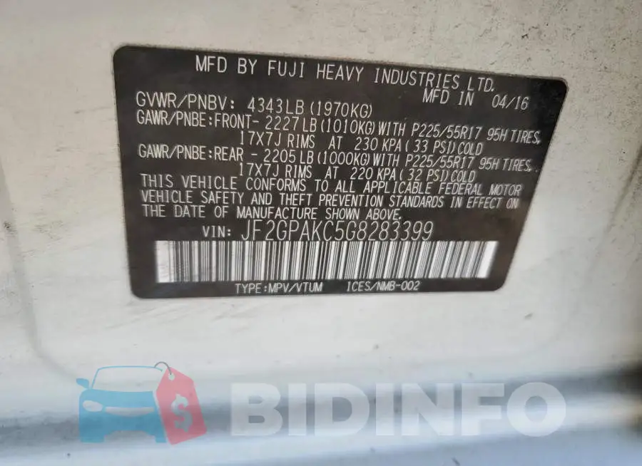JF2GPAKC5G8283399 Photo# 12