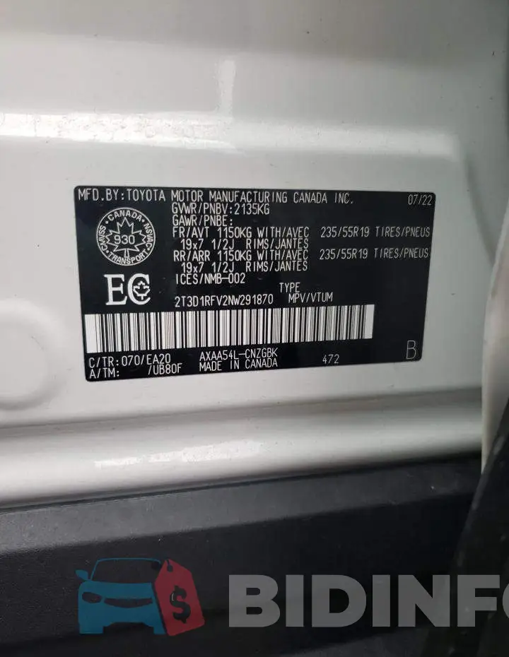 2T3D1RFV2NW291870 Photo# 14