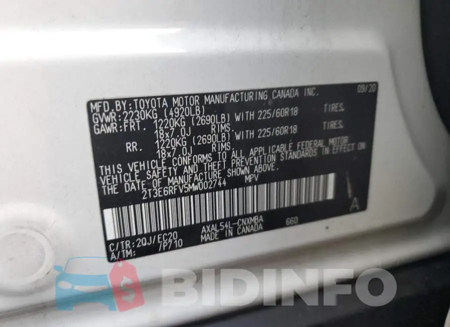 2T3E6RFV5MW002744 Photo# 12