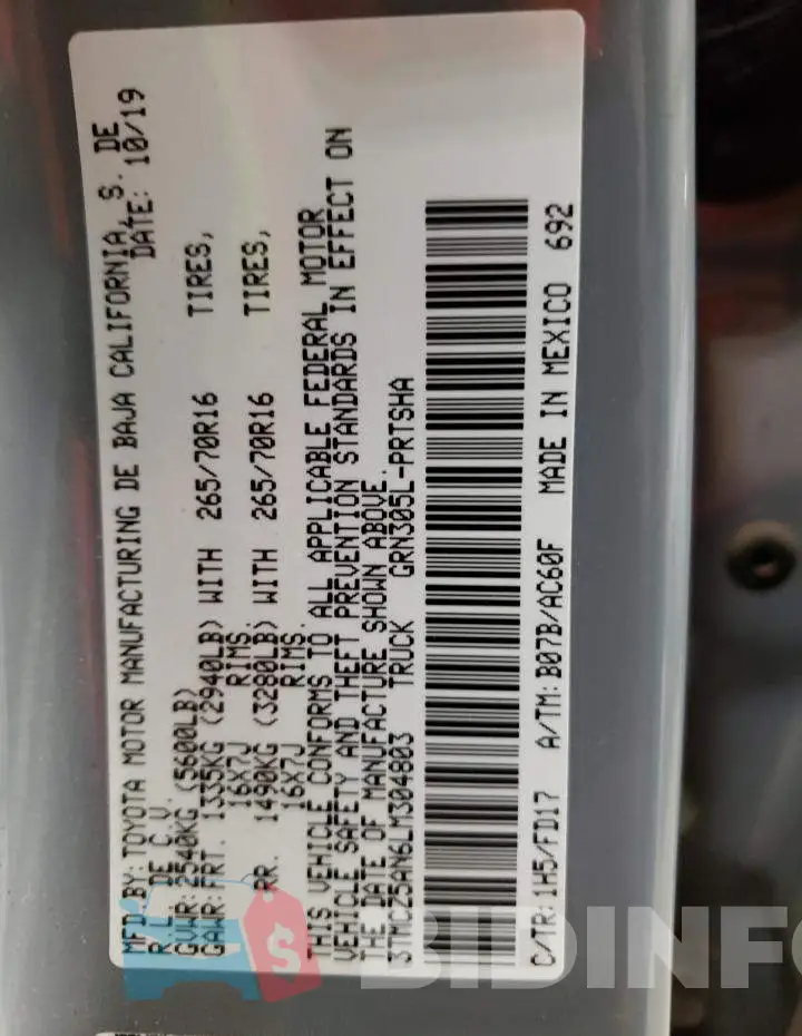 3TMCZ5AN6LM304803 Photo# 12