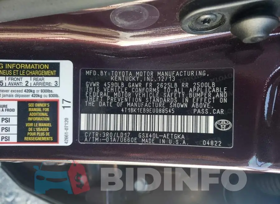 4T1BK1EB9EU088545 Photo# 12