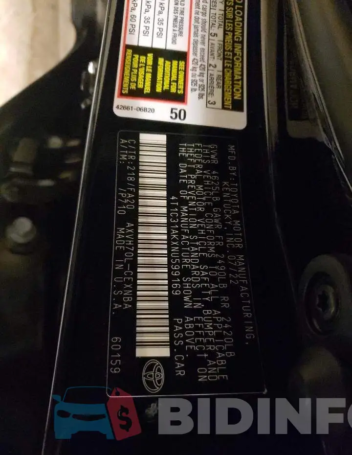 4T1C31AKXNU599169 Photo# 12